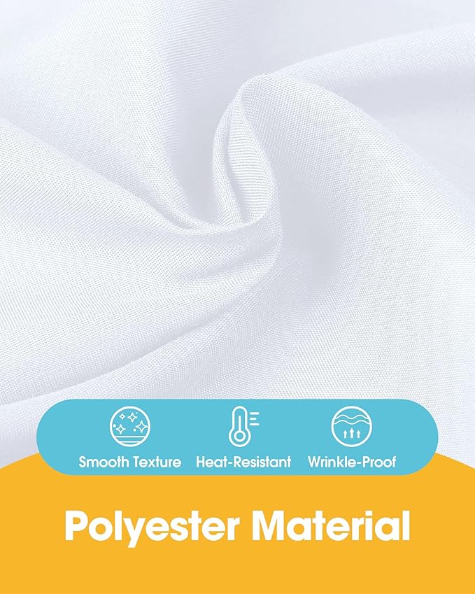 Niuara White Rectangle Table Cloth - 6 Pack, 70" × 120" Washable Polyester Tablecloth for 5FT Tables, Wrinkle-Resistant Table Cover for Weddings & Parties