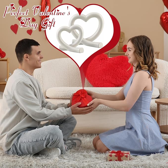 2 Pcs Modern Marble Heart Sculpture Home Decor Love Modern Line Aesthetic Statue Marble Heart Decoration for Her Him Love Wedding Anniversary Romantic Gift for Coffee Table Shelf