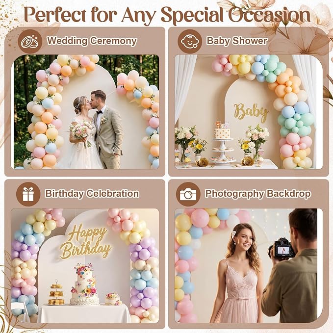 Tegeme 2 Pack Backdrop Stand with Reversible Covers 7.2ft 6ft Metal Arch Frame for Birthday Wedding Bridal Baby Shower Anniversary