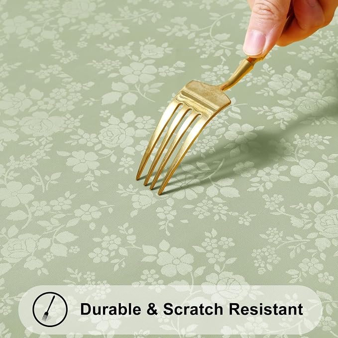 Smiry Rectangle Table Cloth, Waterproof Heavy Duty Vinyl Tablecloths, Wipeable Washable Table Cover for Kitchen and Dining Room (Grass Green, 60" X 84")