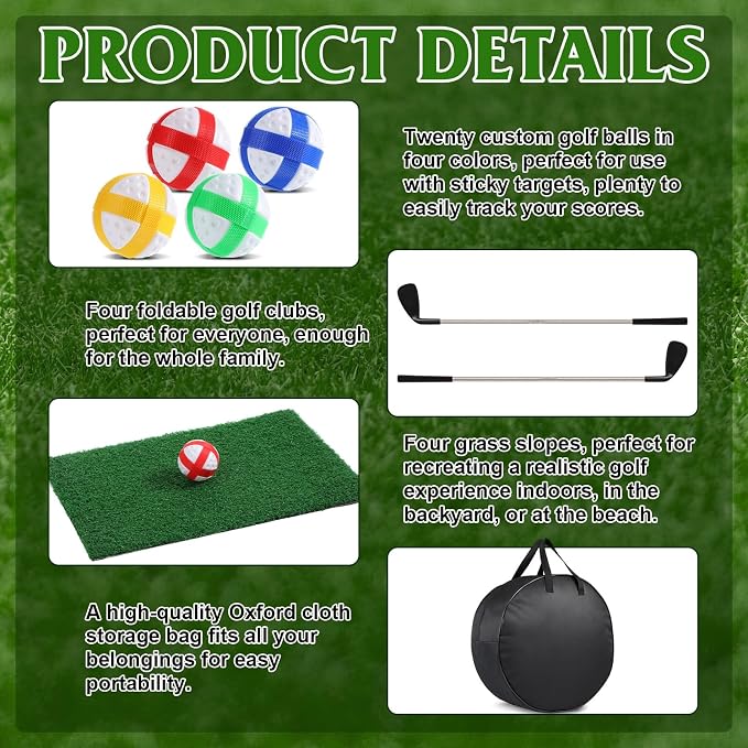 Soulchen 4 Pack Backyard Golf Cornhole Game, with 9 Target, Indoor Outdoor Chipping Golf Set Gift for Men, Women & Family