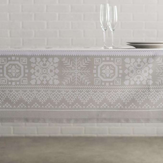 Maison d' Hermine Table Cloth Rectangle Table 100% Cotton 54 x 72 Inches Fall Tablecloth Reusable Everyday Use for Thanksgiving Christmas Decorations Dining Farmhouse Party (Cozy Christmas)