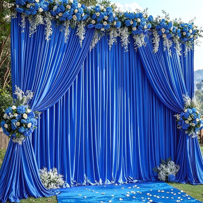 8 Panels Royal Blue Backdrop Curtains for Wedding Party Wrinkle Free Backdrops Curtain Drapes Fabric Decorations Photo Back Drop Cloth for Baby Shower Photography Stage Reception 40ft(W) x 12ft(H)