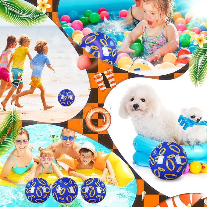 Leyndo 12 Pack Golden Rings Themed Beach Ball for Kids 7.87" Bulk for Summer Pool and Beach Game Gifts and Birthday Party Supplies and End of The Year Class Party Decoration Favors