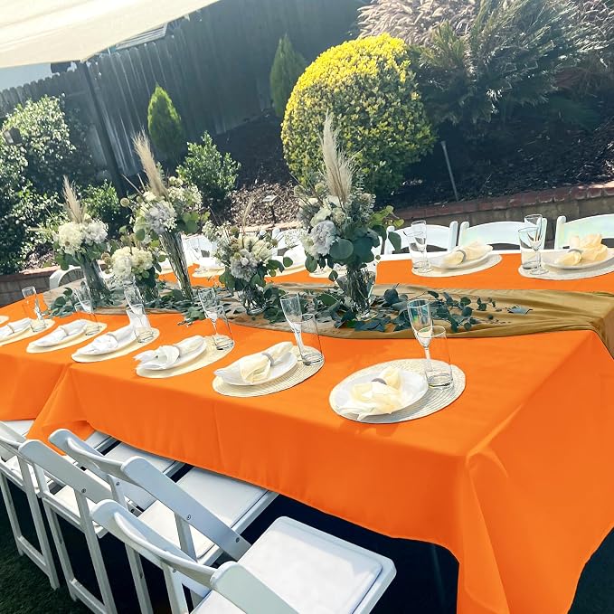 6 Pack Tablecloth 60 x102 inch Polyester Table Cloth for 6 Foot Rectangle Tables,Stain and Wrinkle Resistant Washable Fabric Table Covers Polyester Orange Table Clothes for Wedding,Party,Banquet