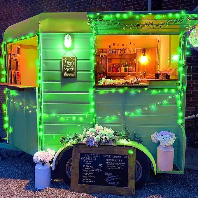 Vivideal 500 LED String Lights Indoor, 165ft Green St Patricks Day Lights Clear Wire 8 Modes Waterproof Plug in Christmas Lights with Timer Memory for Room Tree Party Decorations