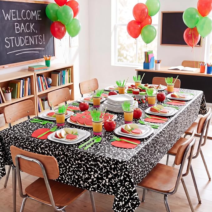 Vesici 452 Pcs Back to School Party Decorations Notebook Notebook Paper Plates Apple Napkins Pencil Cups Disposable Tablecloth Tableware Set for First Day of School Classroom Party Supplies, Serve 50