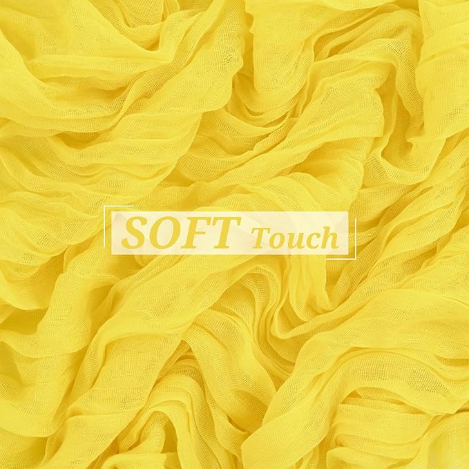 Showgeous 6 Pack Yellow Cheesecloth Table Runner, 10FT Long Semi-Sheer Boho or Rustic Gauze Table Runner Wedding Table Decor for Wedding Arch Draping Bridal Shower Holiday Party