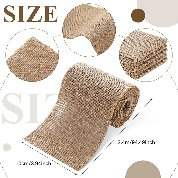 SmoothNovelty 24 Pcs Burlap Chair Sashes for Wedding Natural Jute Bow Ribbon Ties for Rustic Country Wedding Decoration Farmhouse Vintage Party Reception Birthday Anniversary Banquet, 3.9inch x 7.87ft