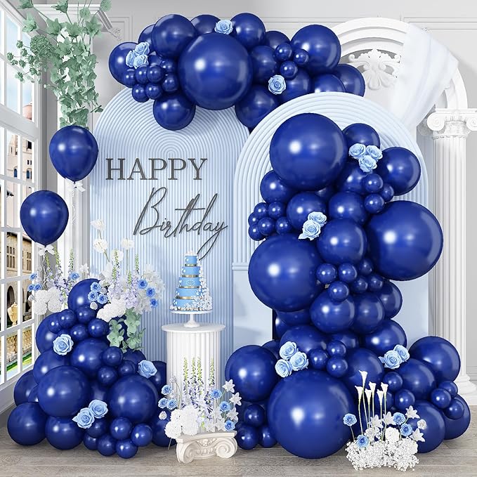Navy Blue Balloons, Pearl Navy Balloon Garland Arch Different Sizes in 18 12 10 5 Inch Dark Blue Balloons for Birthday Graduation Anniversary Father's Day New Year Party Supplies Decorations