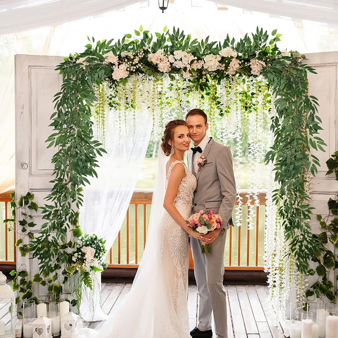 RECUTMS Artificial Willow Leaves Vine Twigs 2Pcs 5.9Ft Fake Hanging Ivy Plants Silk Green Leaf Rattan Garland Greenery Decor for Indoor Outdoor Home Wedding Arch Jungle Beach Birthday Party Garden