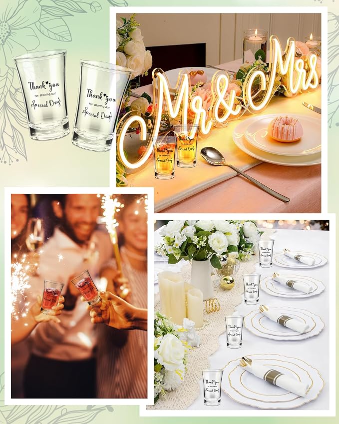 Wedding Favors for Guests-100 Sets Acrylic Clear Wedding Party favors bulk Shot Glasses,Plastic Glasses Thank You Gifts with Treat Boxes for Bridal Shower Friends Family Guests