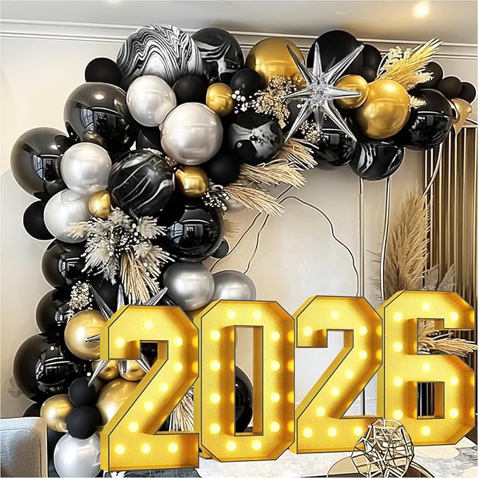 Light Up Numbers 26, Marquee Light Up Numbers Gold 4FT, Large Led Number Lights for 4th Birthday, 4 Feet Tall DIY Frame Pre-cut Foam Board Kit for Birthday Graduation New Year Party Decorations