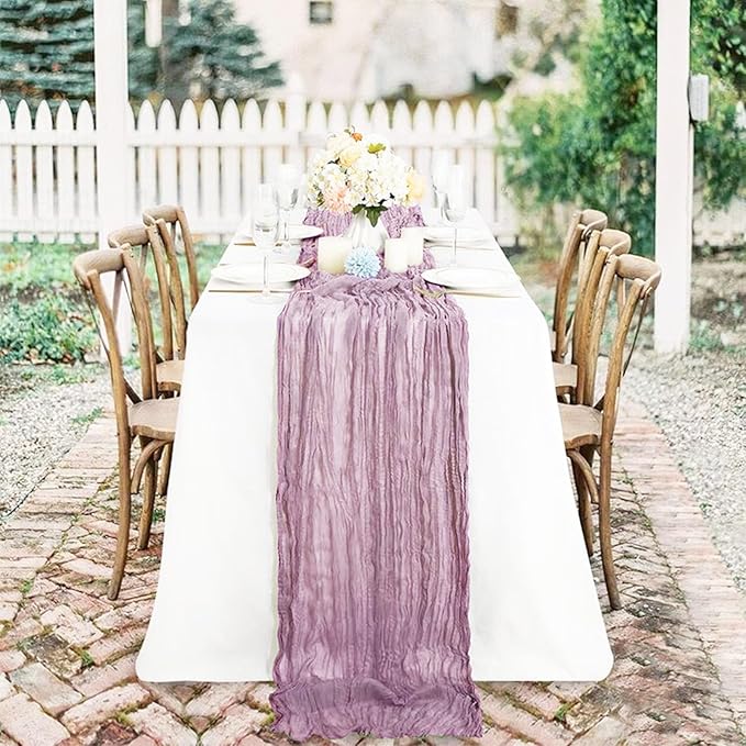 6Pack Lavender Cheesecloth Table Runner 10Ft Gauze Table Runner Lavender Cheese Cloth Table Runners Long Sheer Fabric Tablerunners for Wedding Party Bridal Shower Thanksgiving Christmas