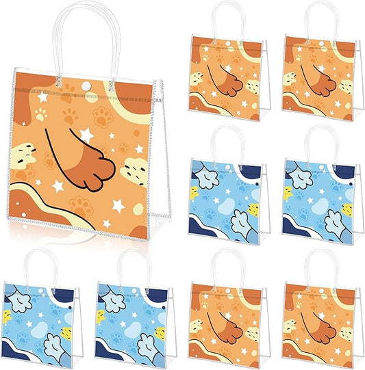 Wood Homing 24PCS Blue Dog Paw PVC Clear Gift Bag with Handle, Blue Cartoon Dog Reusable Plastic Party Favor Bags for Kids, Puppy Pet Themed Treat Goodie Bags Baby Shower Birthday Party Supplies Decor