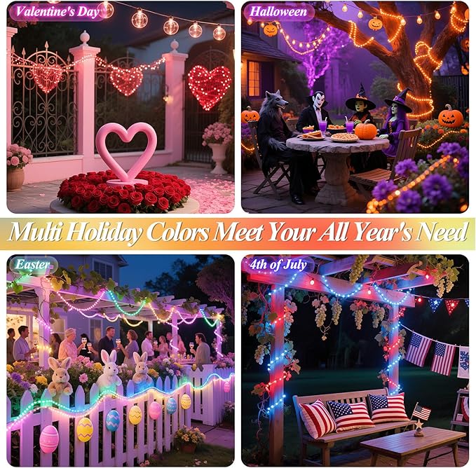 Lovelite Fairy Lights 34 Colors Changing, 2 Pack Total 40FT 120LED Halloween String Lights Battery USB Operated, Waterproof Twinkle Lights with Remote for Holiday Wedding Party Indoor Outdoor