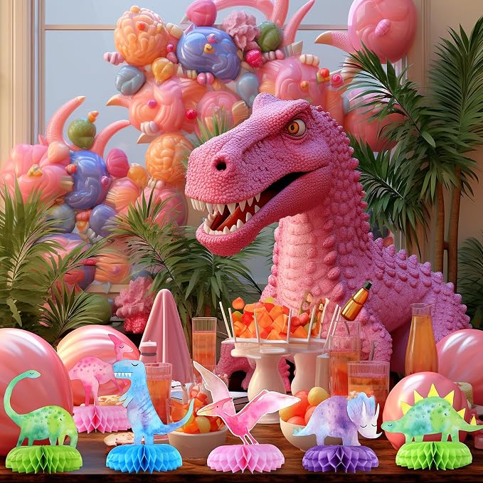 Dinosaur Baby Shower Centerpieces - 12 PCS Dino Party Honeycomb Centerpieces for Decorations - Dino Center Piece Dinosaur Table Topper for Kid