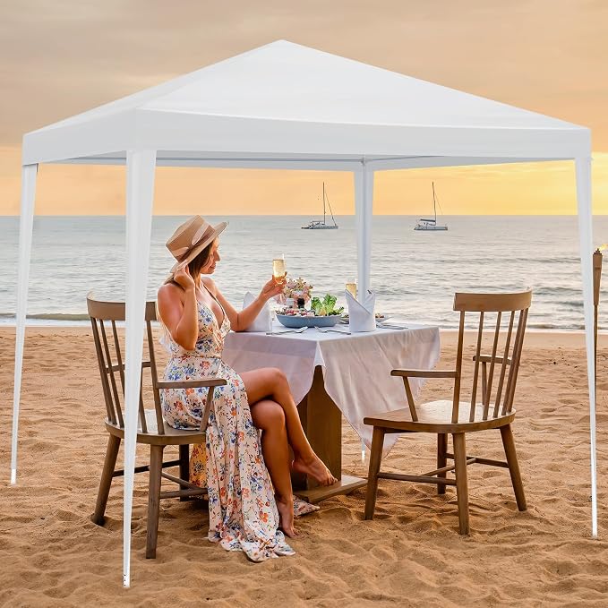 6.5x6.5FT Canopy Tent, Portable Heavy Duty Outdoor Tent with 4 Removable Sidewalls, Waterproof Party, Camping, Picnic & Backyard Shelter, White