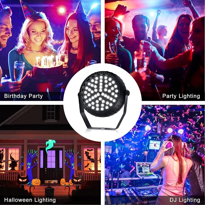 Strobe Lights Halloween, Telbum Colorful Strobe Light for Parties, Super-Bright 54 RGB LED Mini Strobe Lights with Remote Control Sound Activated, Plug-in Flash Light for Room DJ Stage Wedding 2Pack