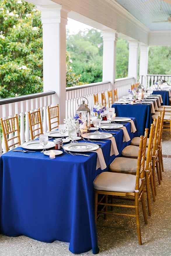 Pesonlook 12 Pack Rectangle Polyester Tablecloth-60 x 102 Inch Royal Blue Rectangle Tablecloth for 6 Ft Rectangle Tables,Washable Fabric Table Cover for Wedding/Buffet Party/Dining Table/Events