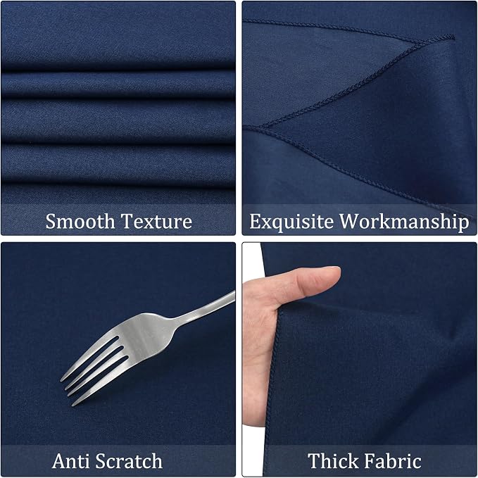 Fivenl 8 Pack Premium Round Tablecloth 108 Inch Round Table Covers Washable Polyester Fabric Round Table Clothes for Wedding Party Reception Banquet Buffet Restaurant (Navy Blue, 108 Inch)