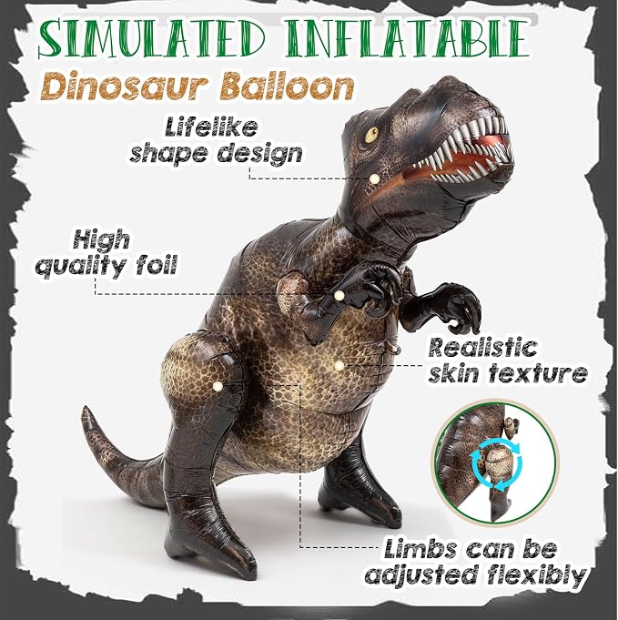 Skylety 6.1 ft x 5 ft Inflatable Dinosaur Balloon Blow up Dino Balloons Tyrannosaurus Inflatable Toy for Dino Party Birthday Decorations Gift Jurassic Theme Party Supplies