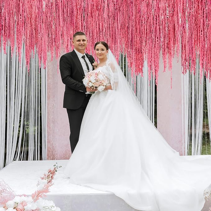 Suncalla 12 Pcs Rose Pink Spring Natural Dried Amaranthus Hanging Flowers Amaranthus Artificial Flowers for Wedding Arch Bouquet Floral Garland Wall Home Decoration (23 Inch)