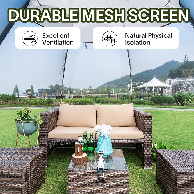 Alvantor Pop Up Screen House Tent, Instant Outdoor Gazebo with Mosquito Netting & UPF 50+ Sun Protection, Portable Canopy Shelter for Patio, Backyard, Camping (2-10 Person)