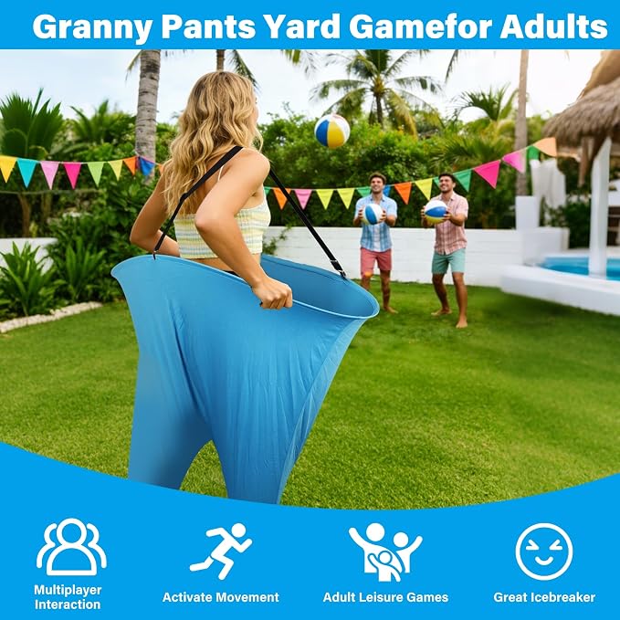 yofit 24Pcs Granny Pants Yard Game Funny Field Day Outdoor Games for Adults Kids and Family Gaint Pant Set for Brithday Party Tossing Games Activities for Groups