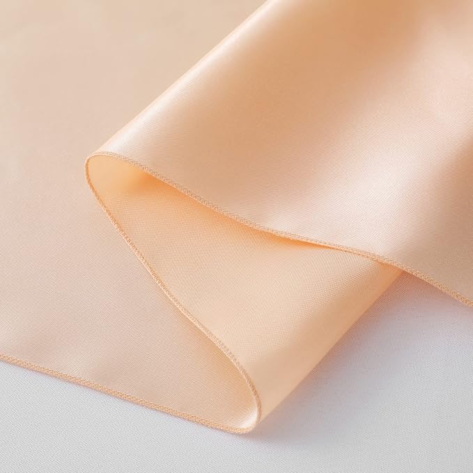 Horbaunal 12 Pack Peach Satin Table Runner 12 x 108 Inch, Smooth Table Runners for Wedding Banquets Birthday Party
