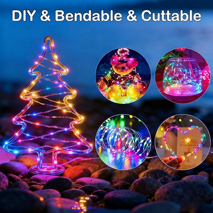 10 Pack 10 ft 30 LED Mason Jar String Lights 8 Modes with Timer Waterproof Fairy Lights Upgraded Battery（Included Operated for DIY Wedding Party Mason Jar Christmas Decorations (Multi-Color)