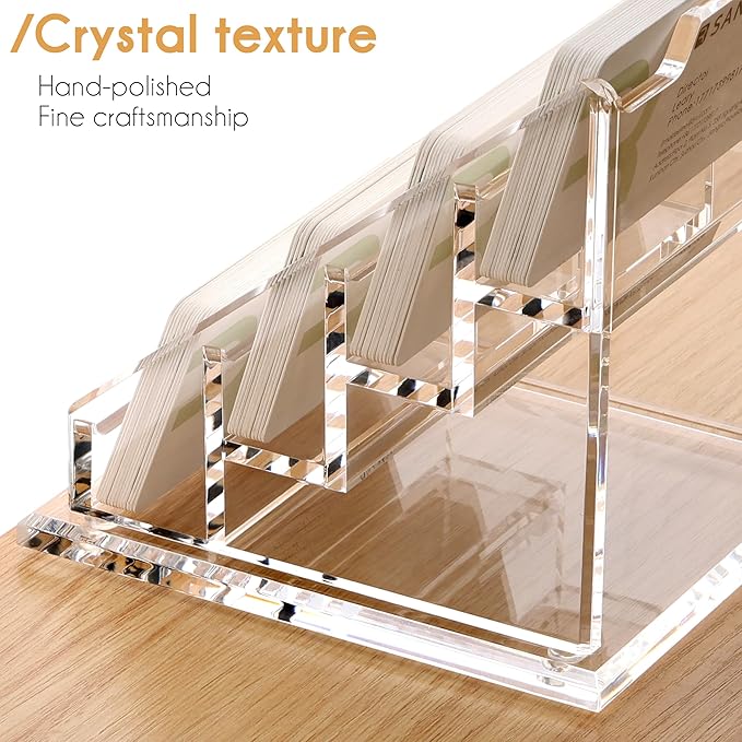 YUXUN Business Card Holder for Desk-4 Tier 4 Slot, Acrylic Business Cards Display Stand, Multiple Business Card Holder for Women Men, Desk Organiser Name Card Holders for Exhibition, Home, Office