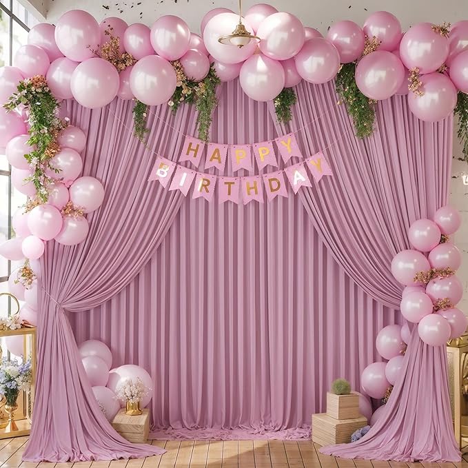 4 Panels Dusty Pink Backdrop Curtain for Parties Wedding Wrinkle Free Pink Photo Curtains Backdrop Drapes Fabric Decoration for Birthday Party Baby Shower 20ft(W) x 10ft(H)