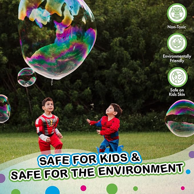 WOWmazing Mega Value Big Bubble Kit: 2 Large Bubble Wands 6-Pack of Big Bubble Powder (Makes 6 Gallons) | Outdoor Toy for Kids, Boys, Girls | Powder Made in USA