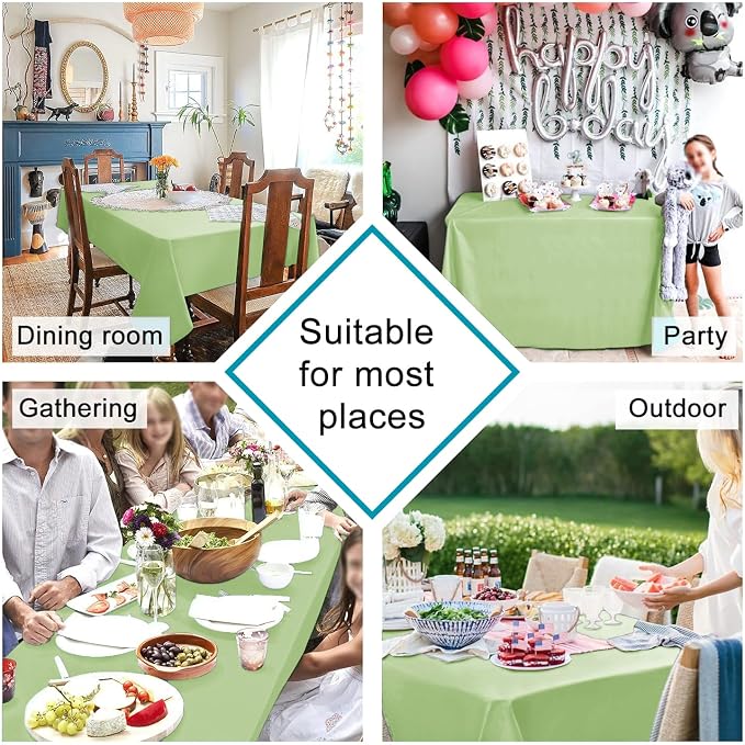 Hiasan Light Sage Rectangle Tablecloth - Waterproof & Wrinkle Resistant Washable Fabric Table Cloth for Dining Party 30 x 60 Inch
