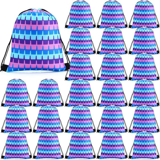 Abbylike 24 Pcs Video Game Party Favor Bags Llama Themed Birthday Gift Drawstring Backpacks Candy Goodies Treat Bags Bulk for Military Gaming Party Room Decoration Prizes