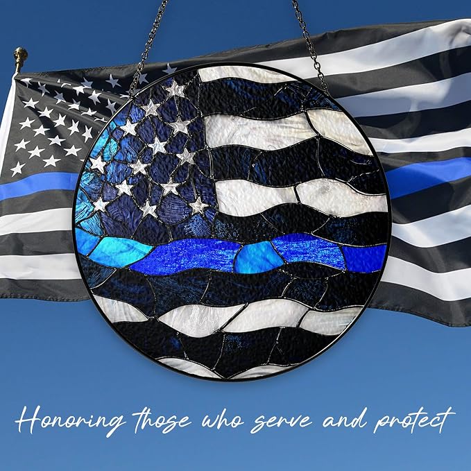 Police Officer Stained Glass Suncatcher 6x6'', Police Graduation, Academy Graduate Gifts, Gifts for Men