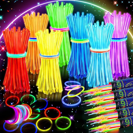 HONLYNE 500 Pcs Glow Sticks Bulk Party Pack, 8'' Glow in the Dark Party Supplies, Glow in the Dark Light Up Sticks with Connectors, Party Favors for Birthday, Concert, Raves, Halloween, Christmas