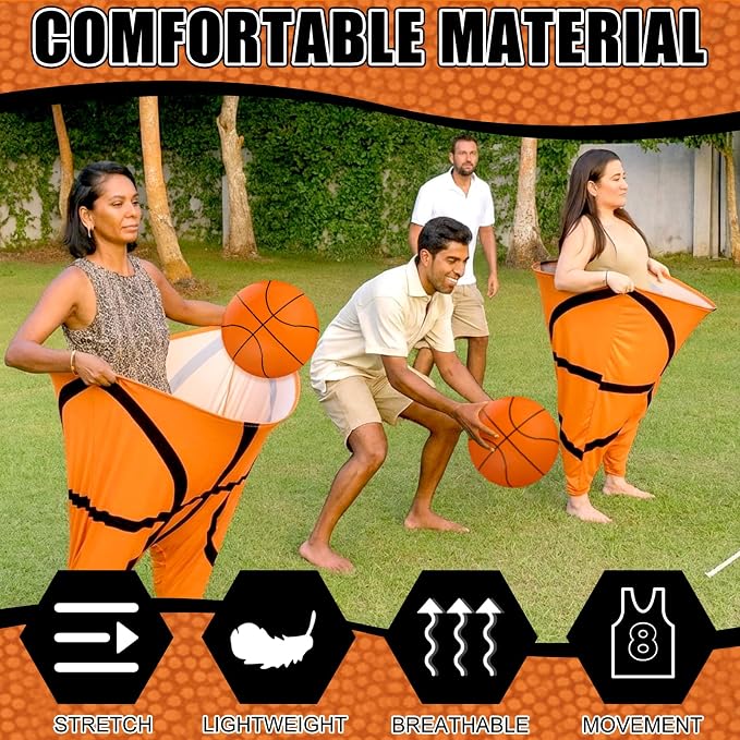 Jenaai Granny Pants Yard Game Set, 2 Oversized Funny Pants with 12 Bouncy Balls and 2 Air Pumps, Outdoor Tossing Game Summer Party Games for Family Reunion Backyard Party Field Day