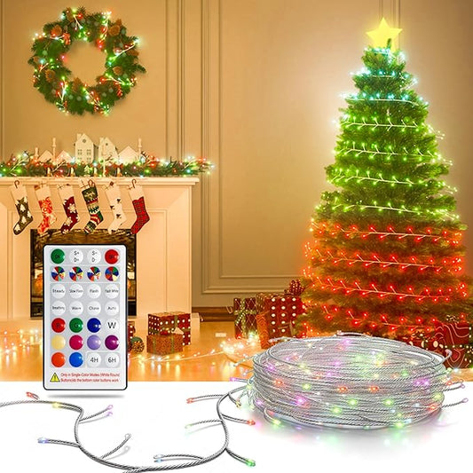 LED Fairy Lights Battery Operated String Lights, 10Ft 120 LED Multicolor Firecracker Cluster Twinkle Light with Remote, Waterproof Wire Starry Light for Christmas Tree Party Bedroom Window DIY Decor
