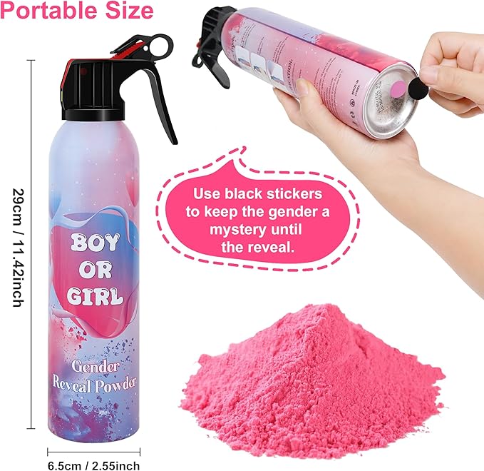 Large Gender Reveal Smoke Bombs 4 Packs, Pink Biodegradable Powder Spray for Baby Girl Reveal, Long-Lasting 10ft Smoke Effect, Unique Gender Reveal Ideas & Party Decorations