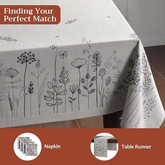 Maison d' Hermine Table Cloth Rectangle Table 100% Cotton 60 x 90 Inches Tablecloth Reusable Decorative for Dining Kitchen Room Farmhouse Party Home Hotel Restaurant Spring Summer - Flore