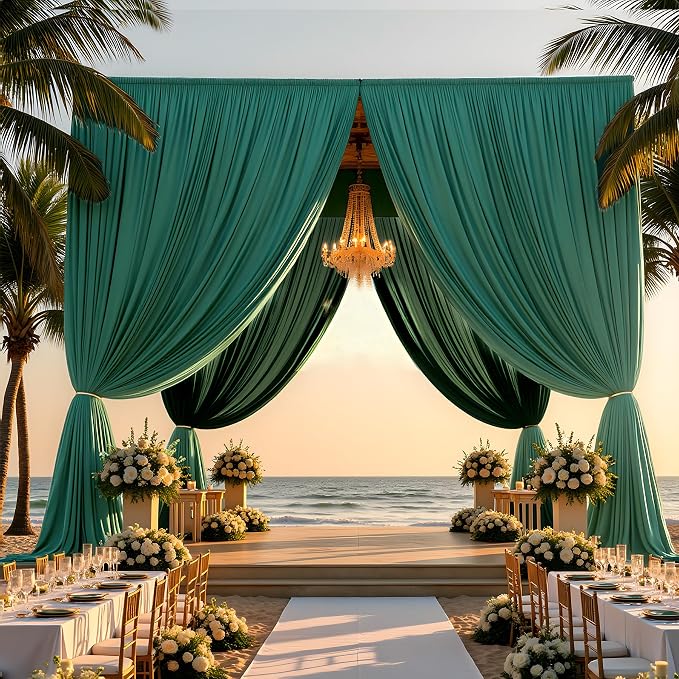 50ftx12ft Hunter Green Backdrop Curtains for Wedding-Wrinkle Free Backdrops Drapes Photo Back Drop Cloth for Baby Shower Photography Stage Reception 10Panels 12ft(H) x 5ft(W)