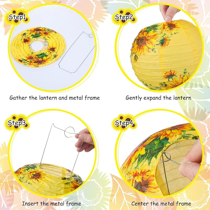 Panelee 12 Pcs Sunflower Paper Lanterns Party Decorations 8 Inch Hanging Round Hanging Paper Party Decorations for Holiday Indoor Outdoor Supplies