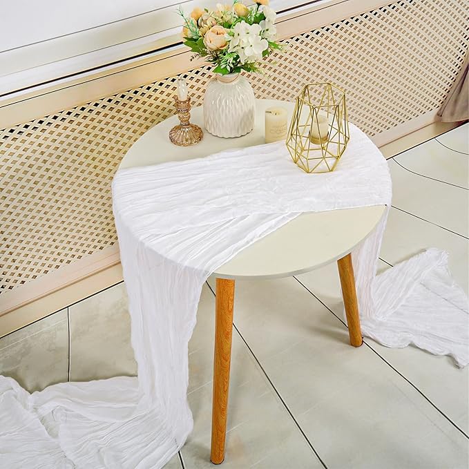 24 Pack White Cheesecloth Table Runner,10FT Gauze Boho Long Cheesecloth Table Runners 20x120inch Rustic Cheese Cloth Table Runner for Wedding Party Bridal Shower,Table Decorations