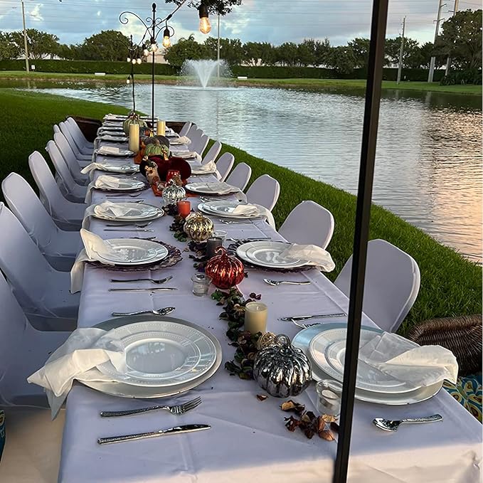 30Pcs Spandex White Chair Covers for Party, Stretch Folding Dinner Chair Cover for Wedding Party Banquet