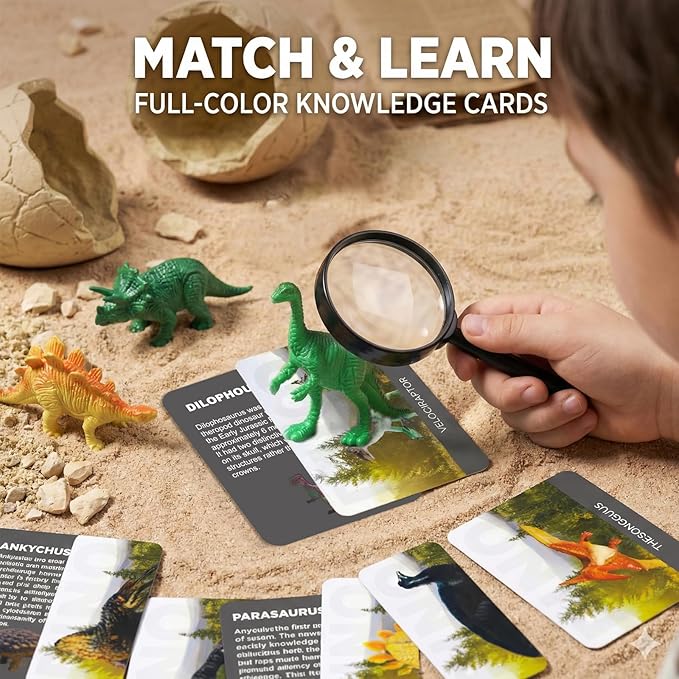 12 Dinosaur Eggs Dig Kit Toys for Kids, Dinosaur Eggs Excavation Kit with Magnifier, Easter Basket Stuffers, Science STEM Birthday Party Favors Gifts for Boys Girls Age 3 4 5 6 7 8 9 10 + Years Old
