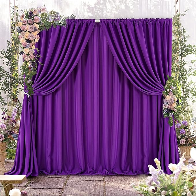 Backdrop Curtains Purple Polyester Background: 10ftx8ft Backdrop Fabric Wall Backdrop Wedding Decorations Drape Fiestas Graduation Halloween