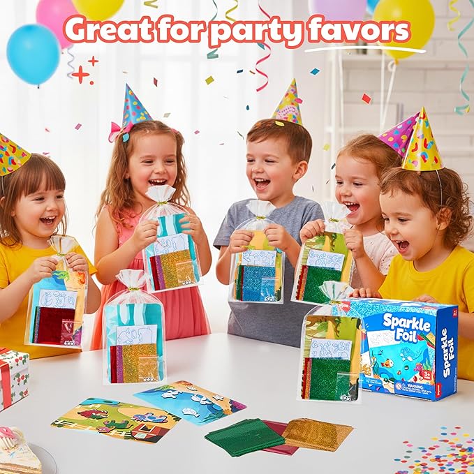 JoyCat 24 Pack Foil Craft Party Favors,No Mess Arts and Crafts for Kids,Goodie Bag Stuffers,DIY Creative Activity,Birthday Present for Girls Boys 4 5 6 7 8 9 Years Old(Animal)