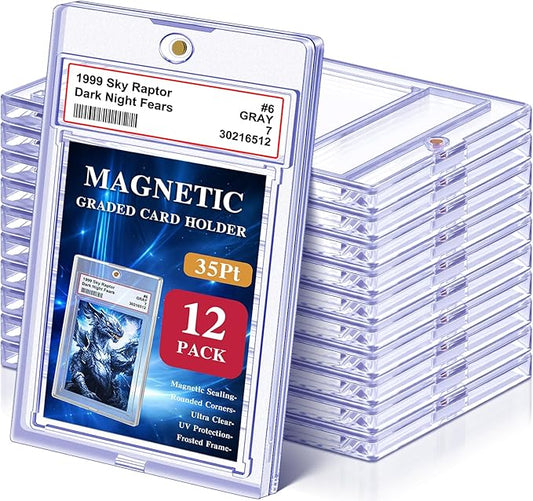 Magnetic Graded Card Slab for Trading Cards, Acrylic One Touch Card Case Holder PSA Slab Protector with Label Position Fit for TCG, MTG, Baseball Cards, Sports Cards, Game Cards(12P)